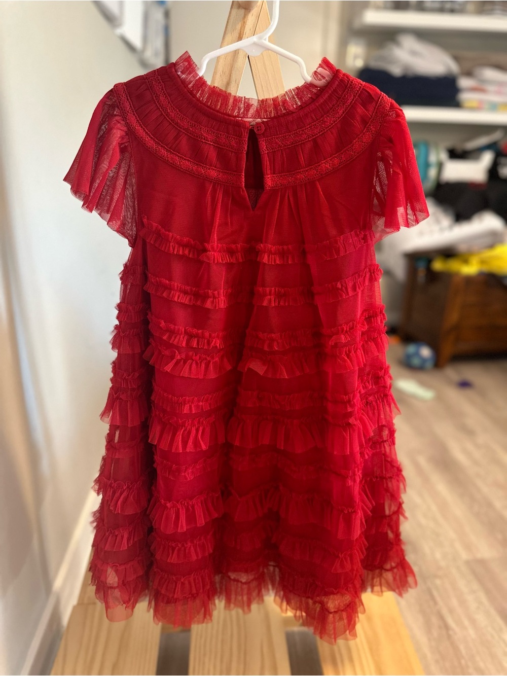 Mini Boden Red Ruffle Tulle Dress - Picture 2 of 3